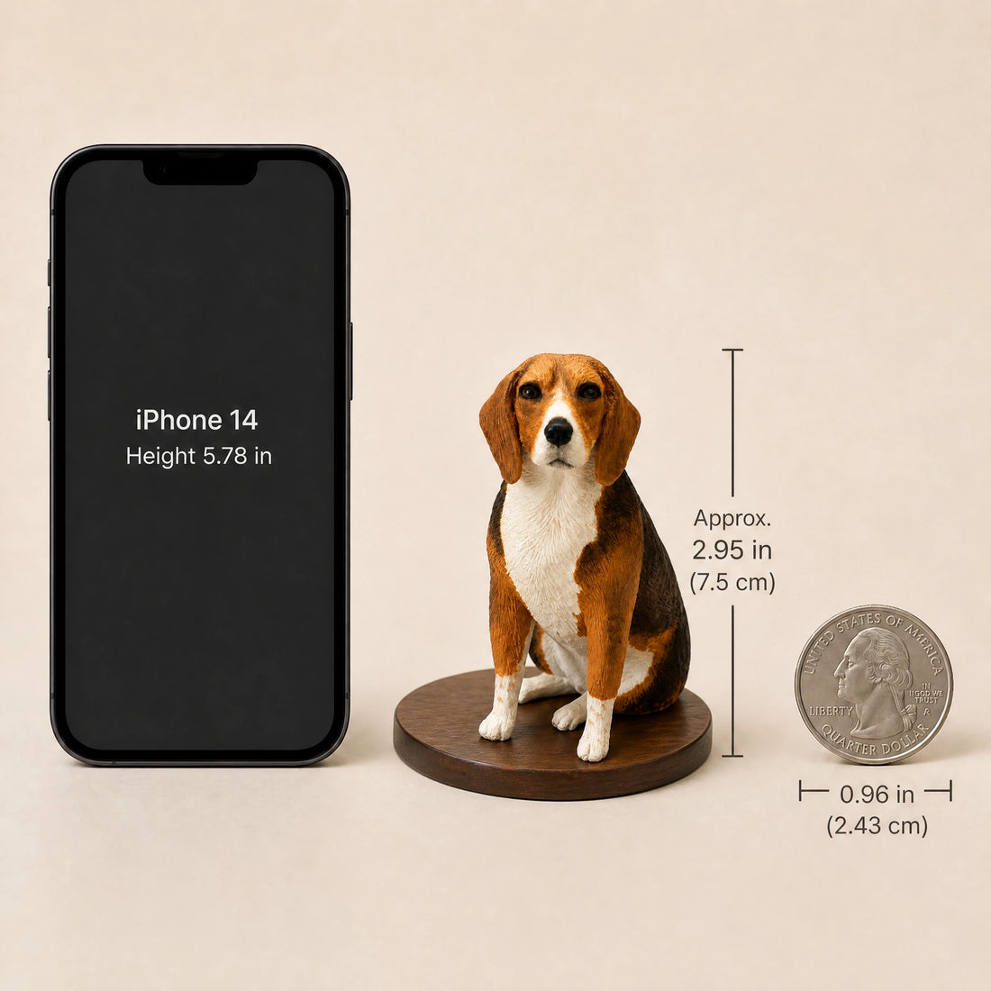 Custom pet figurine size comparison